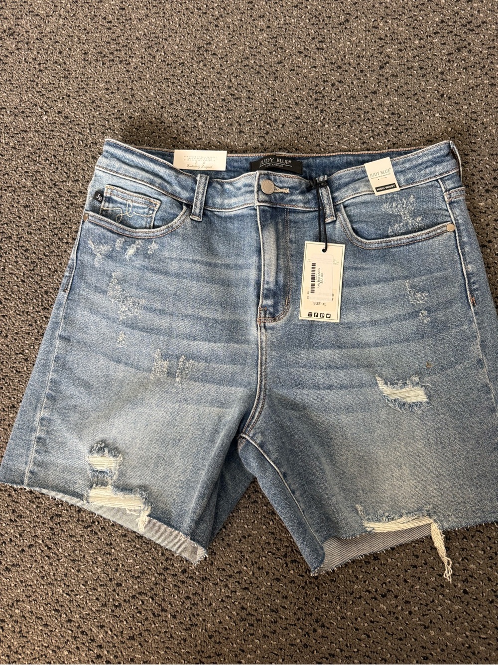 Light Wash Distressed Denim Shorts